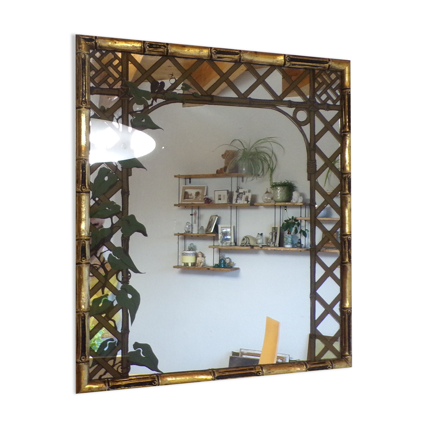 Vintage Hand printed Mirror by Braddell Enterprises | 1970s/80s