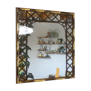 Vintage Hand printed Mirror by Braddell Enterprises | 1970s/80s