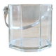 Vintage glass ice bucket with chrome handle.