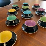 Black and multicolored coffee cup servings