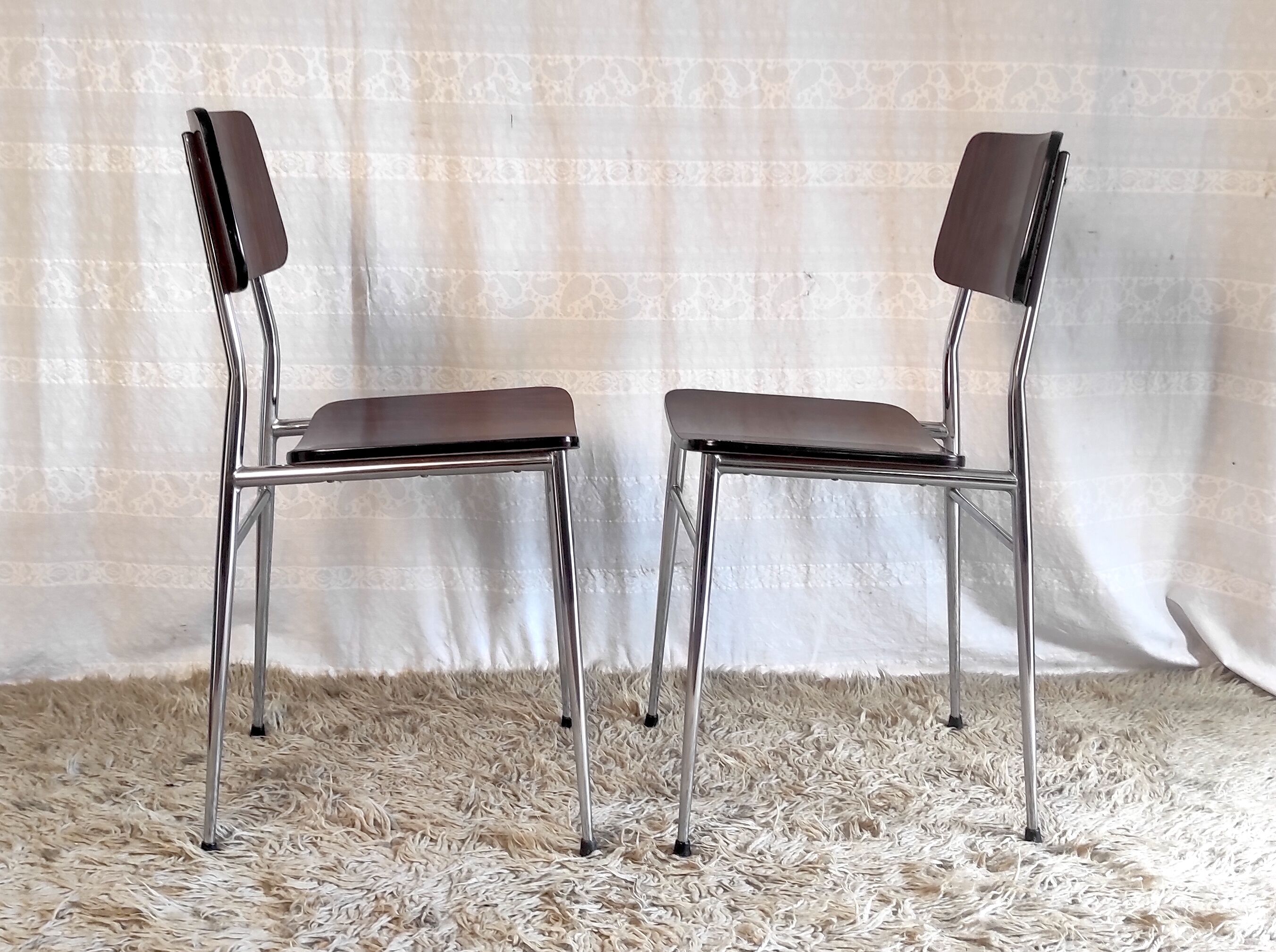 Duo de chaises formica imitation palissandre années 60