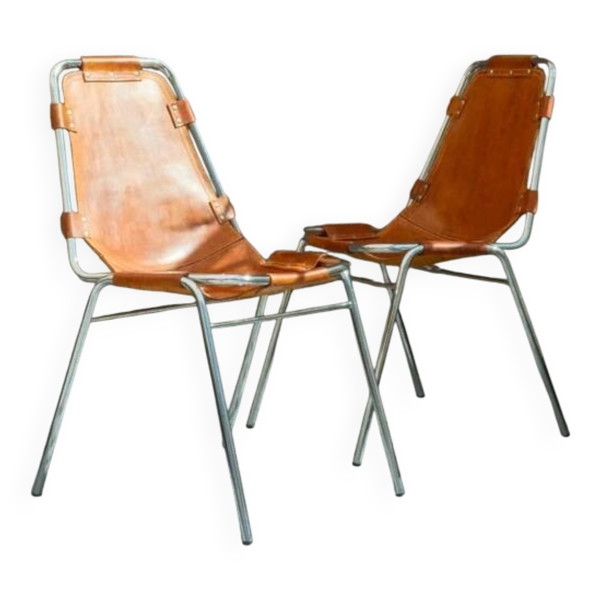 Chair Les Arcs Charlotte Perriand – Vintage patinated leather from the 60s/70s