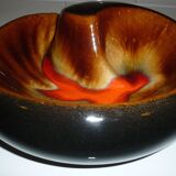 Empty round pocket Ø 20 cm black, red and yellow Vallauris style