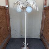 Lampadaire palmier blanc vintage 3 globes