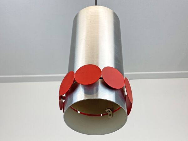 Suspension Doria du milieu du siècle disques en aluminium et rouges