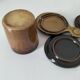 Pair of glazed stoneware cups with saucers and lids