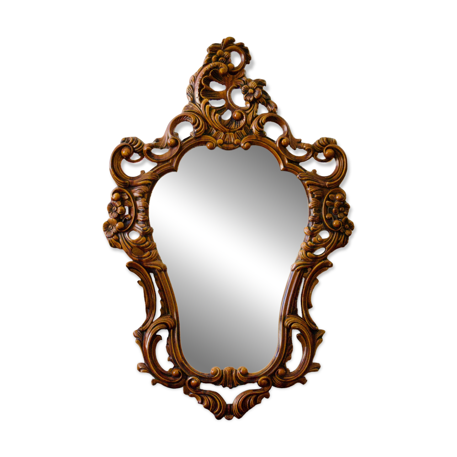 Large vintage baroque mirror in Rococo Louis XV style.