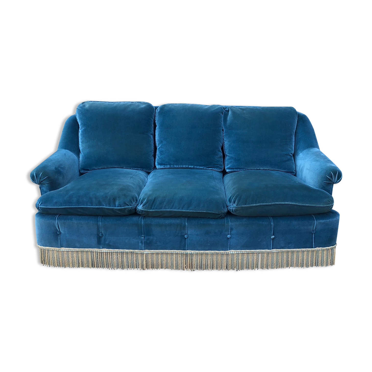 Blue velvet toad sofa