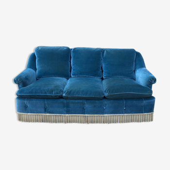 Blue velvet toad sofa