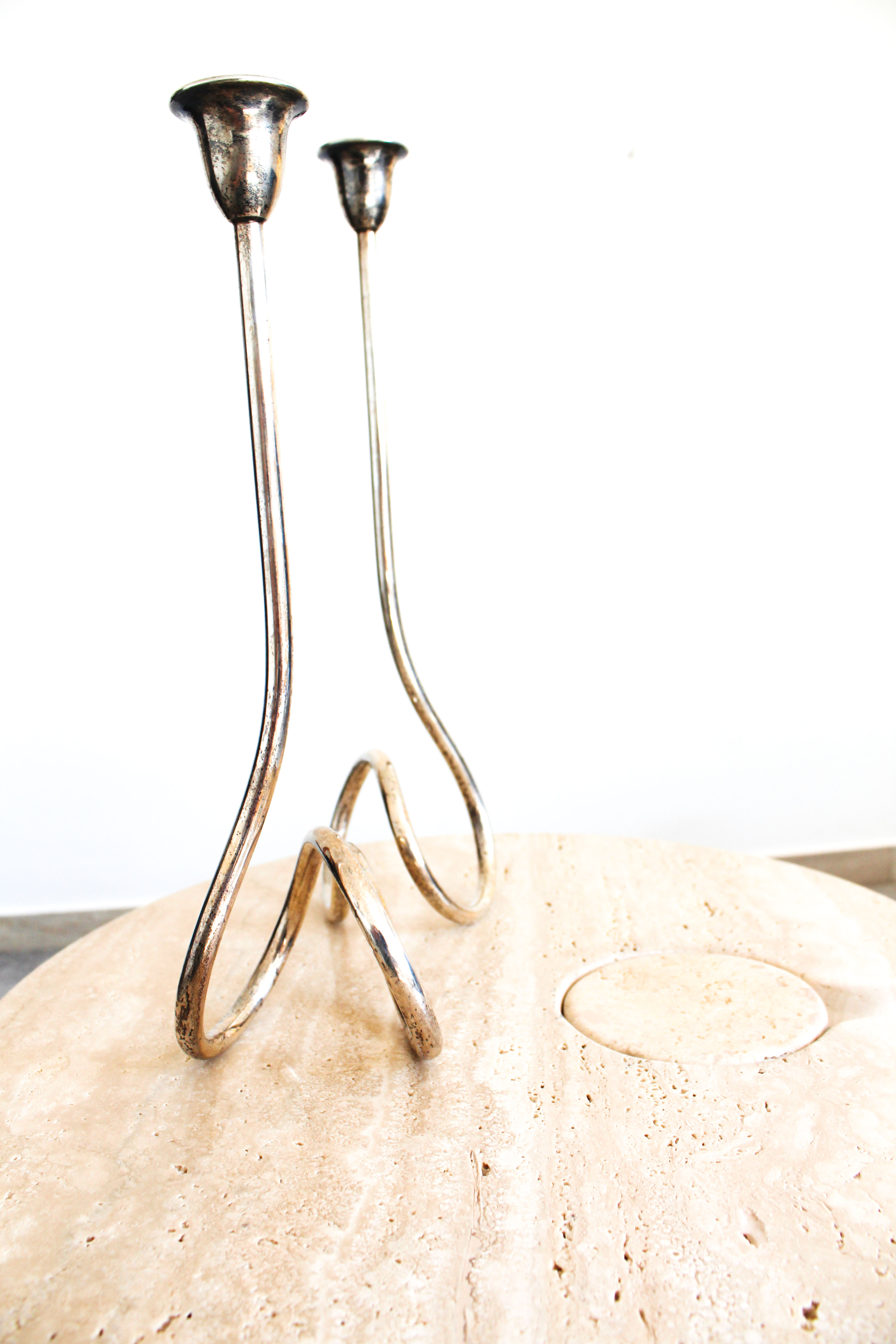 Candlestick in sheffield 2 candles, Italy 70s