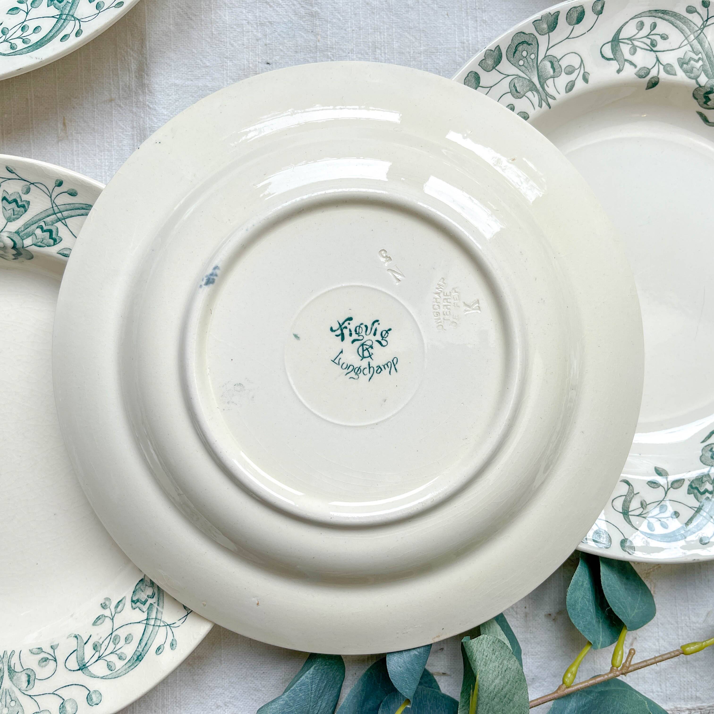 Set of 6 Antique Terre de Fer "Figuig" Soup Plates – Longchamp 19th Century