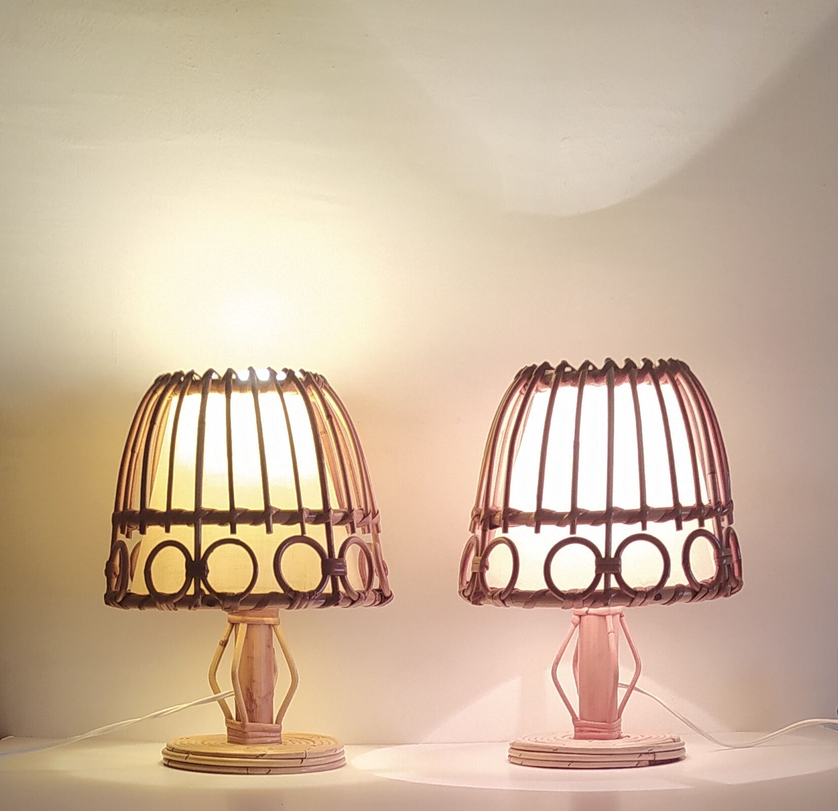 Pair of bamboo lamps