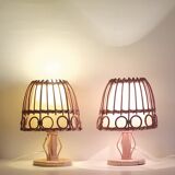 Pair of bamboo lamps