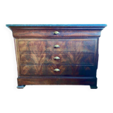 Commode à tiroirs ancien bois et marbre