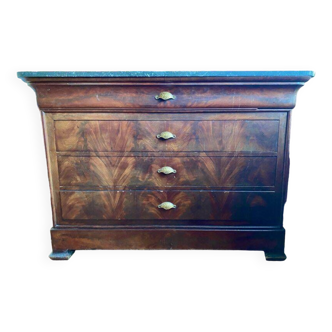 Antique wood and marble chest of drawers