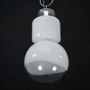 Vintage Mazzega space age chandelier in chrome and murano glass. Italy 1960