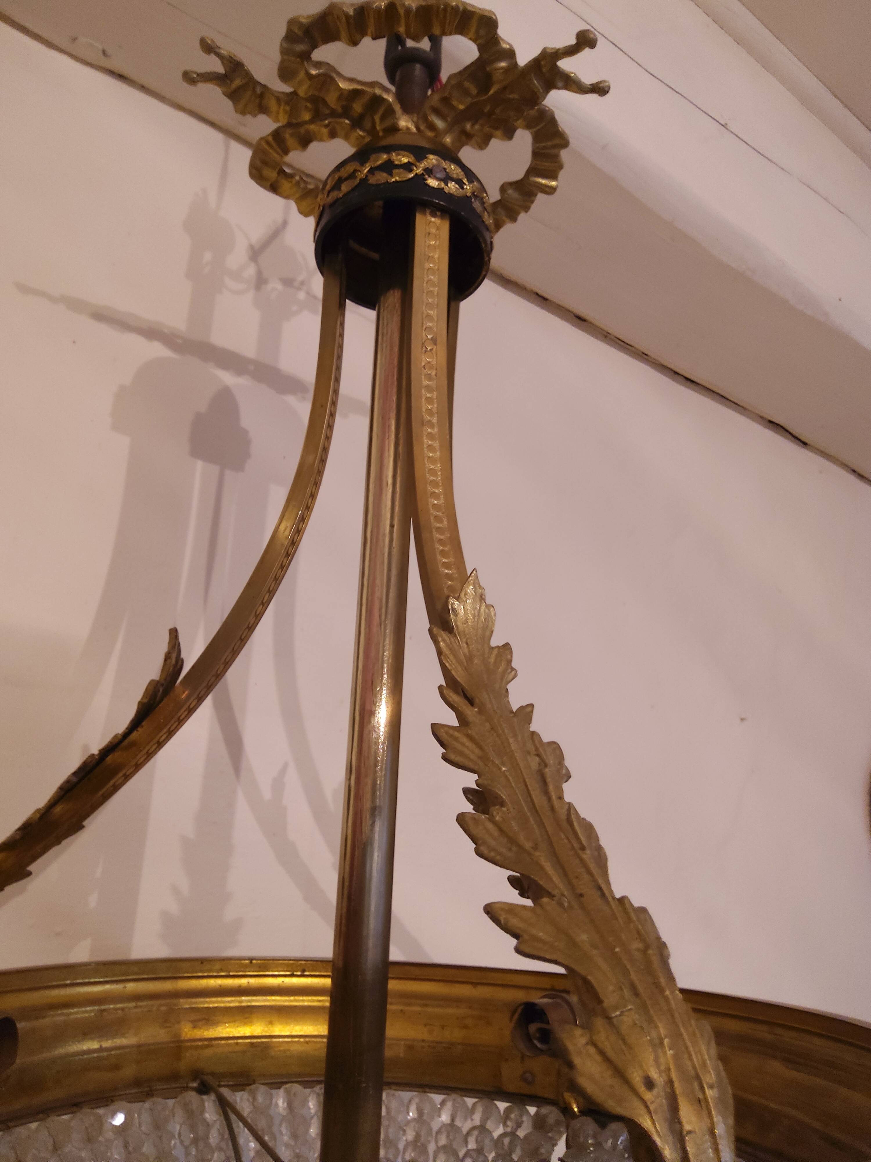 Lustre panier ancien en bronze
