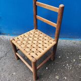 Children's chair wood and woven sea grass