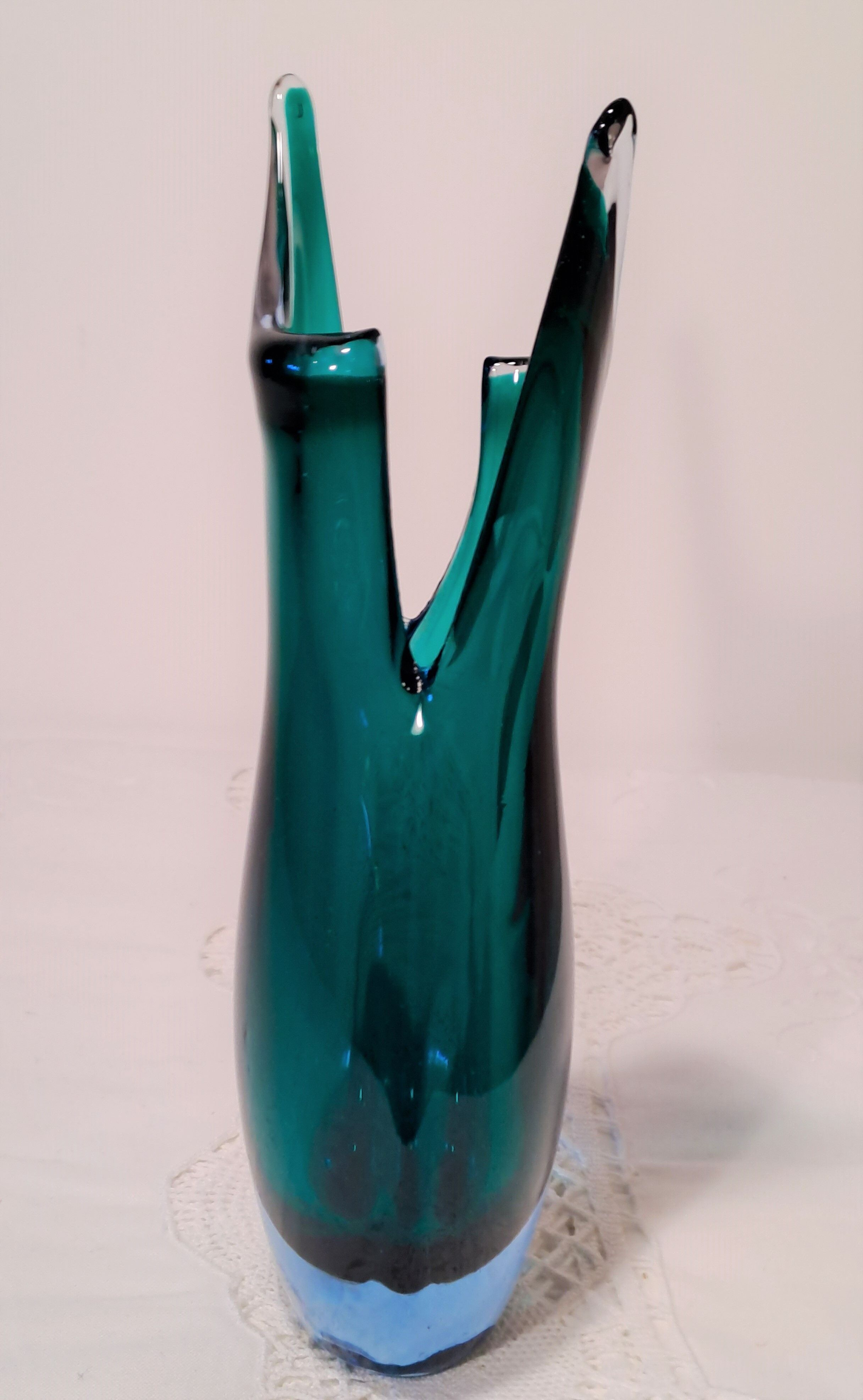 Murano vase with sliced neck by Flavio Poli