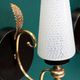 Pair of brass wall lights and speckled white glass tulips LAMP-6019