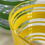 Pair of VINTAGE Silkscreened Glass Plant Pots