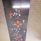 Art deco chrome metal and ceramic coffee table