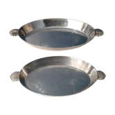 Set de 2 plats ovales métal argenté