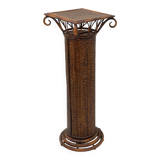 Vintage wicker and bamboo pedestal column