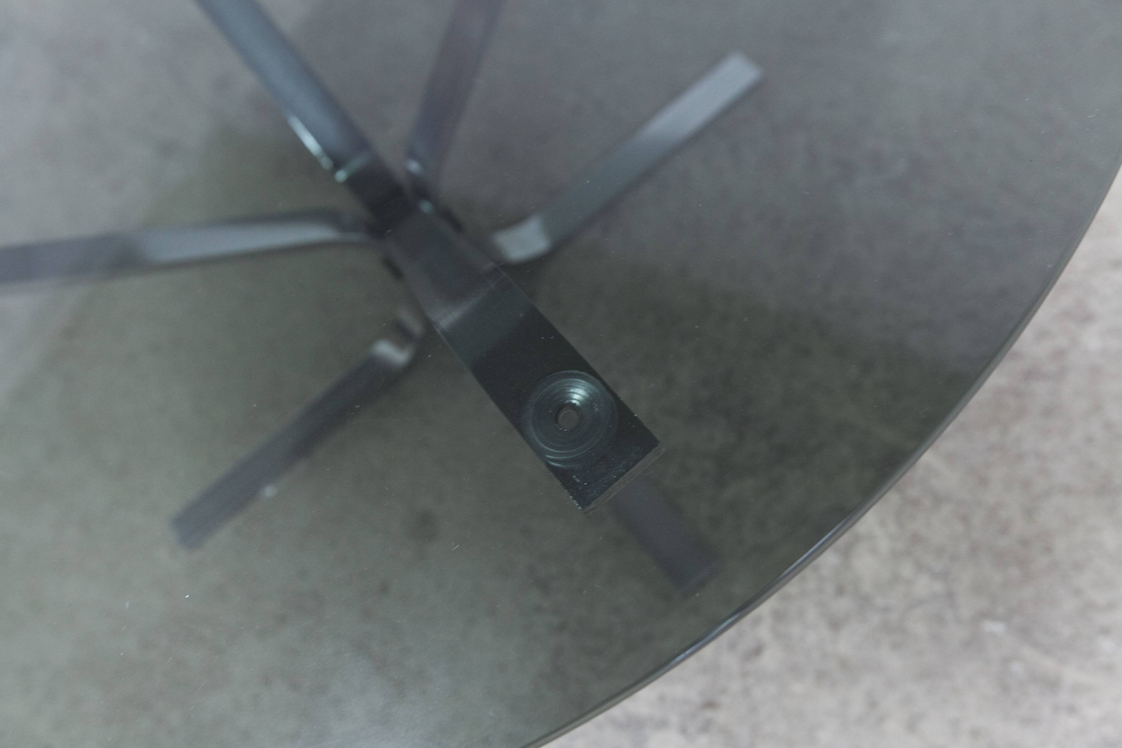 1970s space age round coffee table with smoked glass