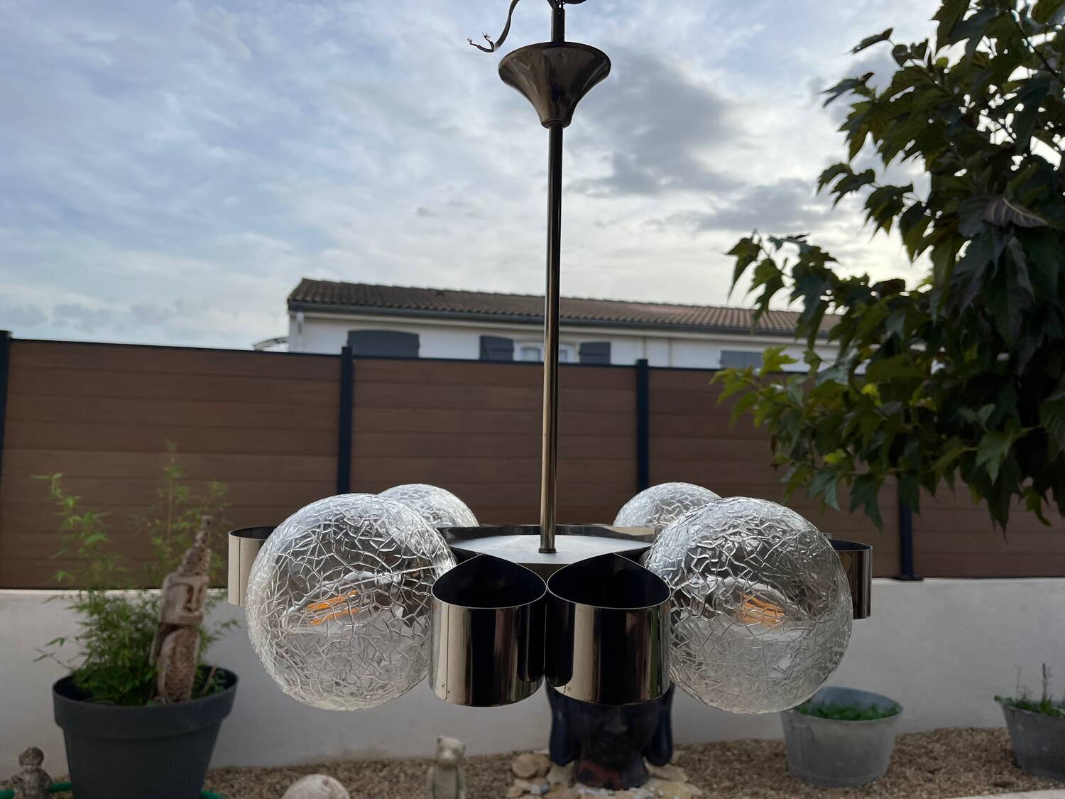 Chrome chandelier Space age 70s