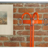 Vintage coat rack in orange lacquered metal