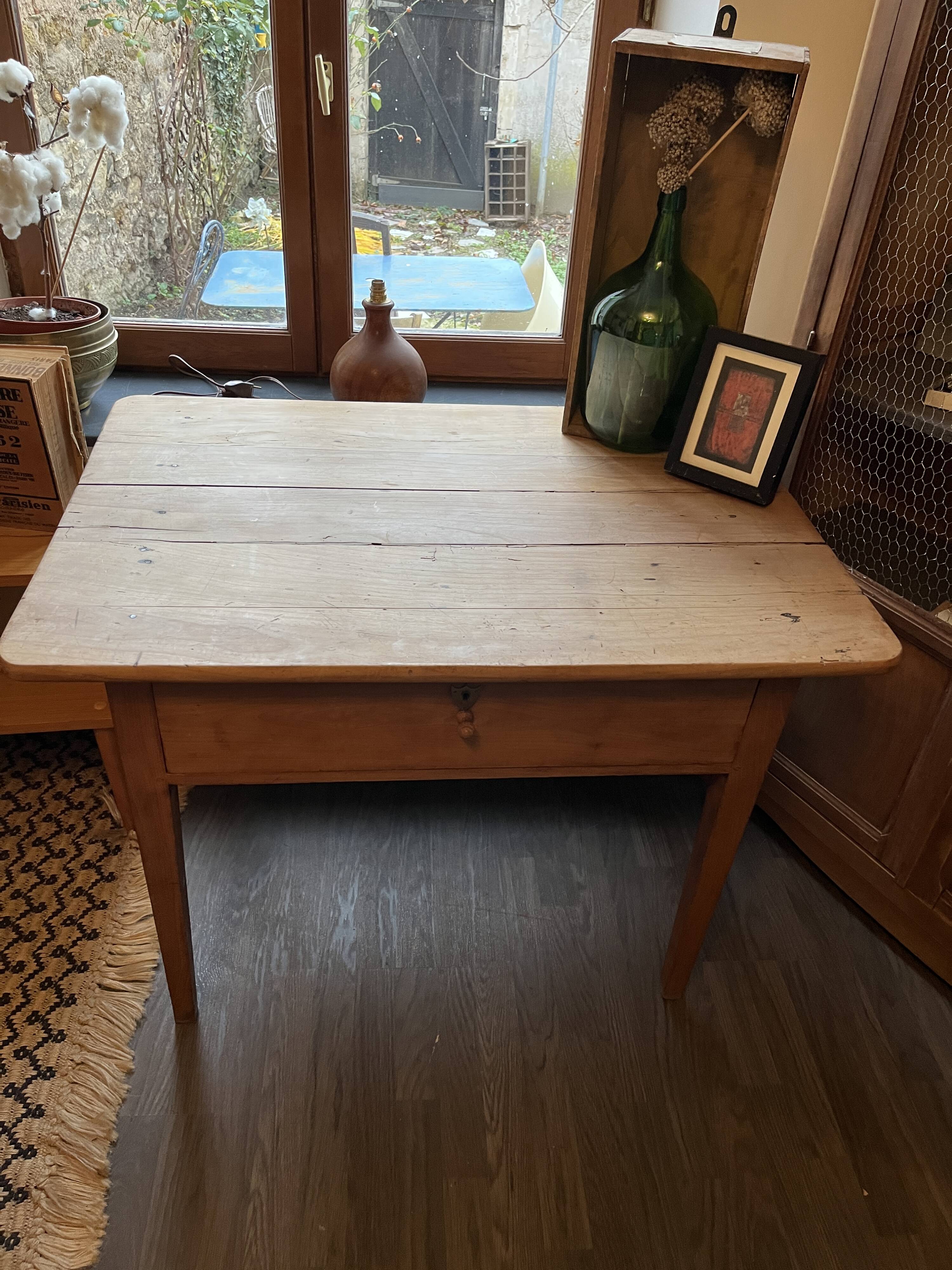 Raw wood farm table