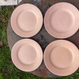 4 flat plates powder pink Digoin plain old