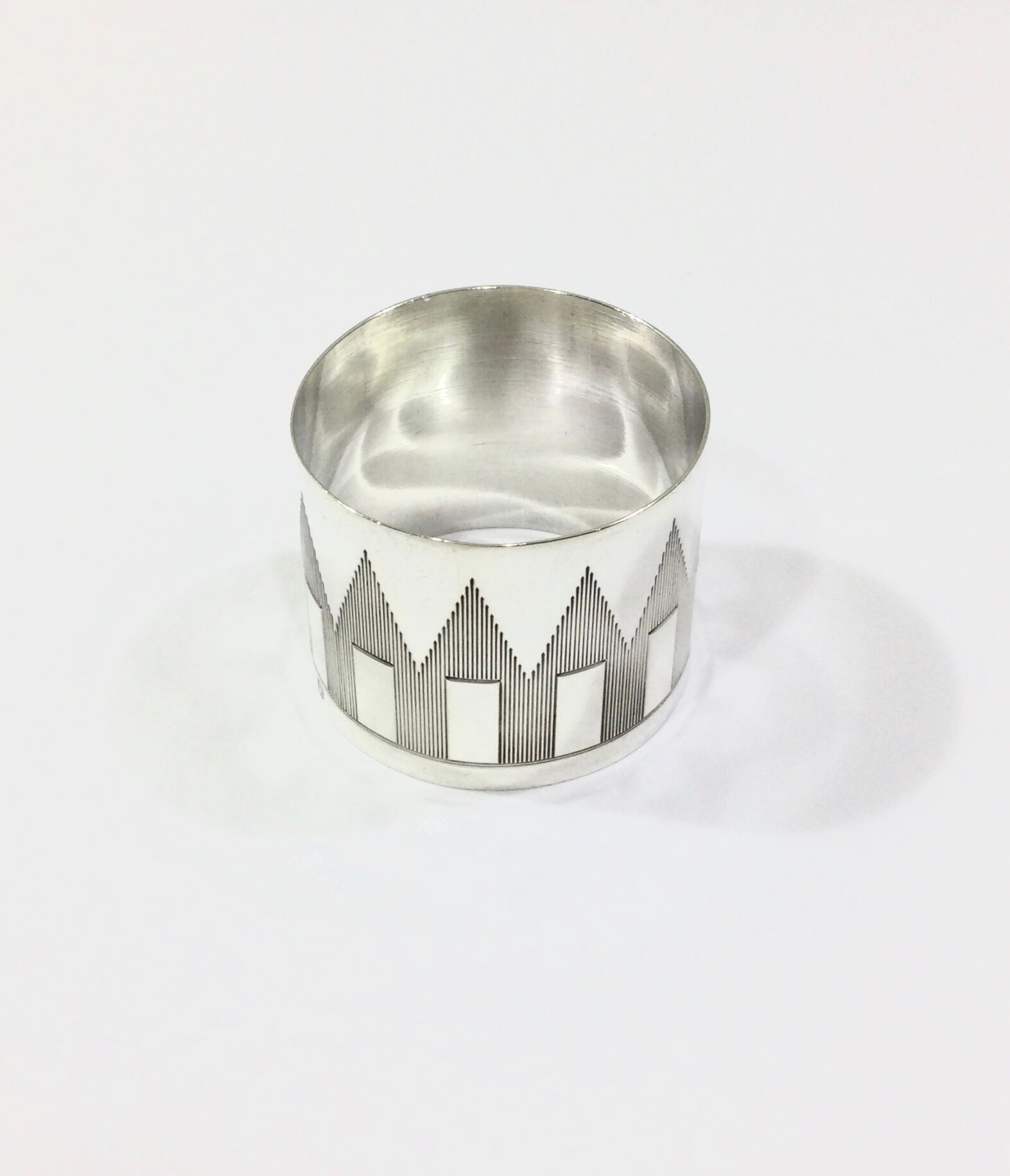 Art Deco silver towel ring