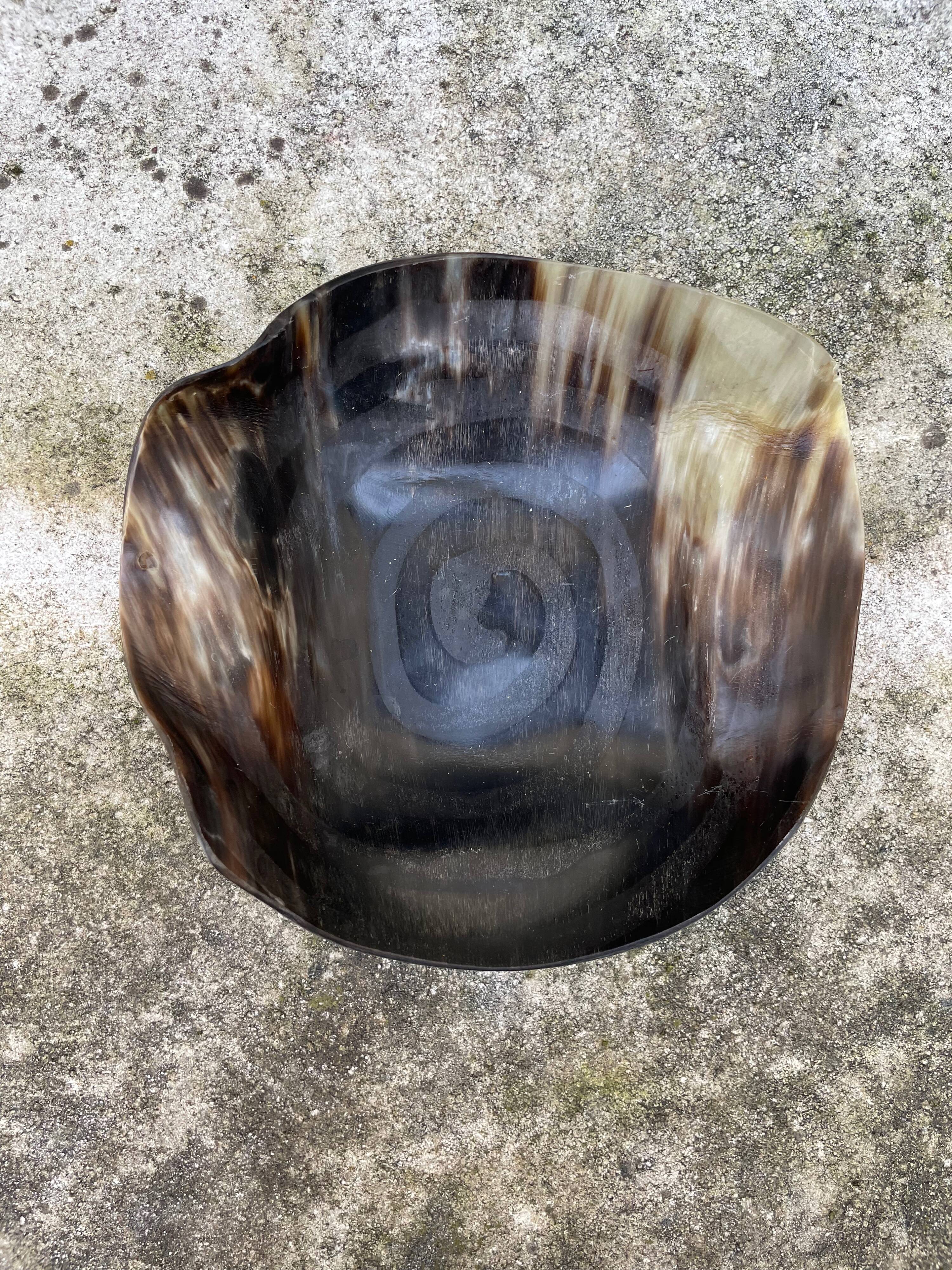Tribal patterned horn bowl