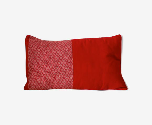 Coussin ethnique tissé rouge et blanc