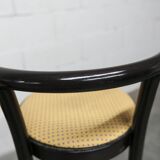 Pair of Baumann Dialog model stools in black and yellow and blue imitation leather, 1990