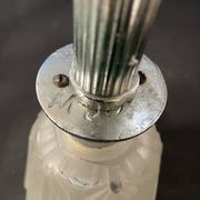 Art Deco table lamp – Silver bronze & pressed/molded glass