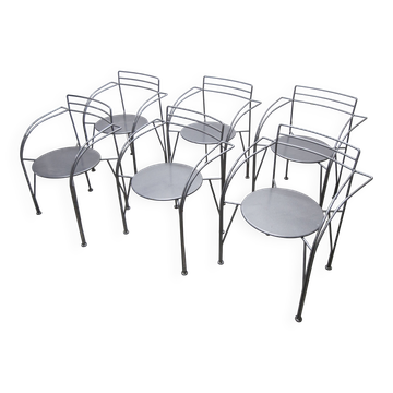 Set of 6 "Silver Moon" armchairs by Pascal Mourgue 1985