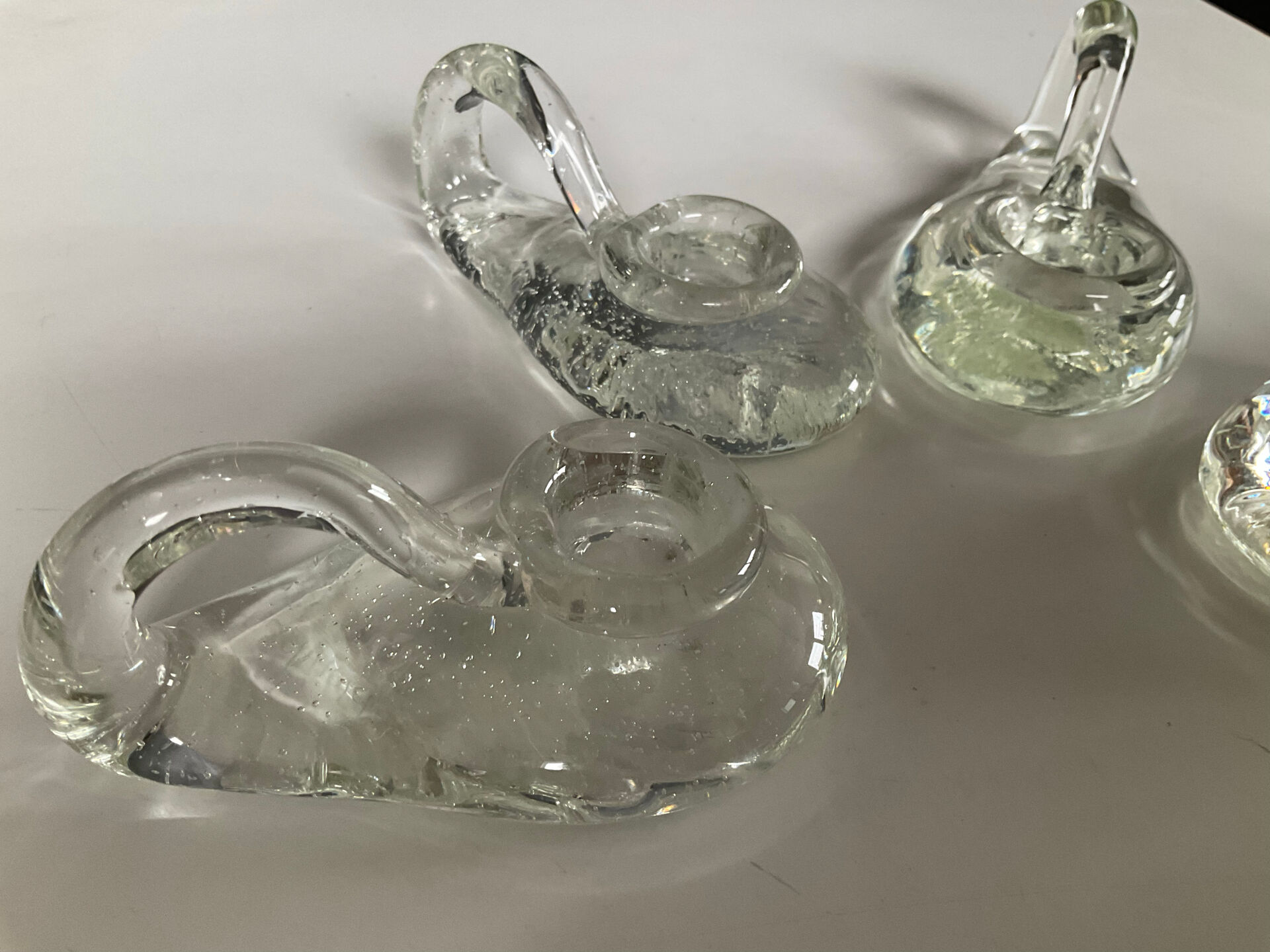 Set of 4 Schneider France crystal candle holders from the 1970s.