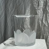 Glass ice or champagne bucket with stylized petal patterns