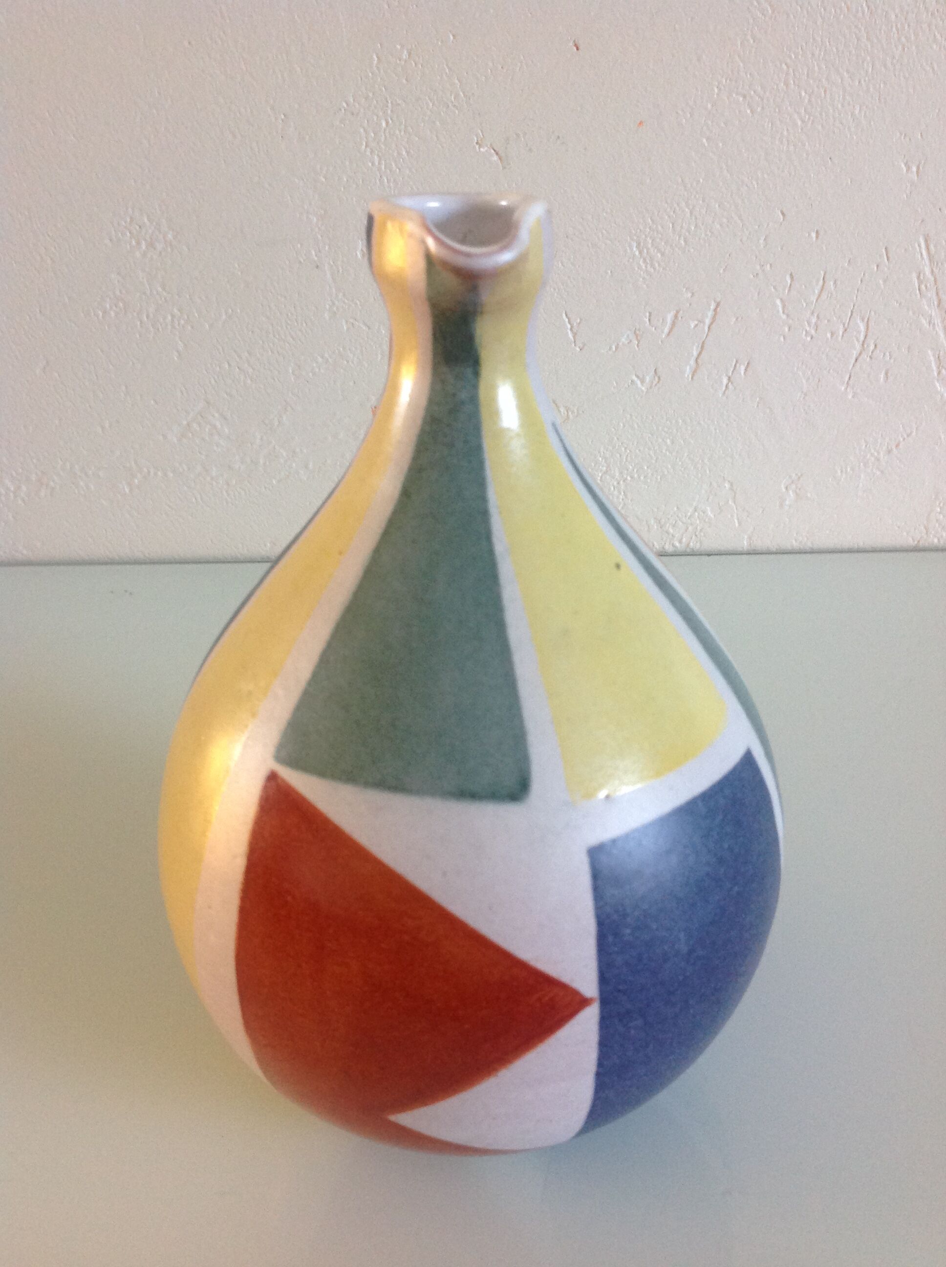 Vase ball vintage polychrome ceramic