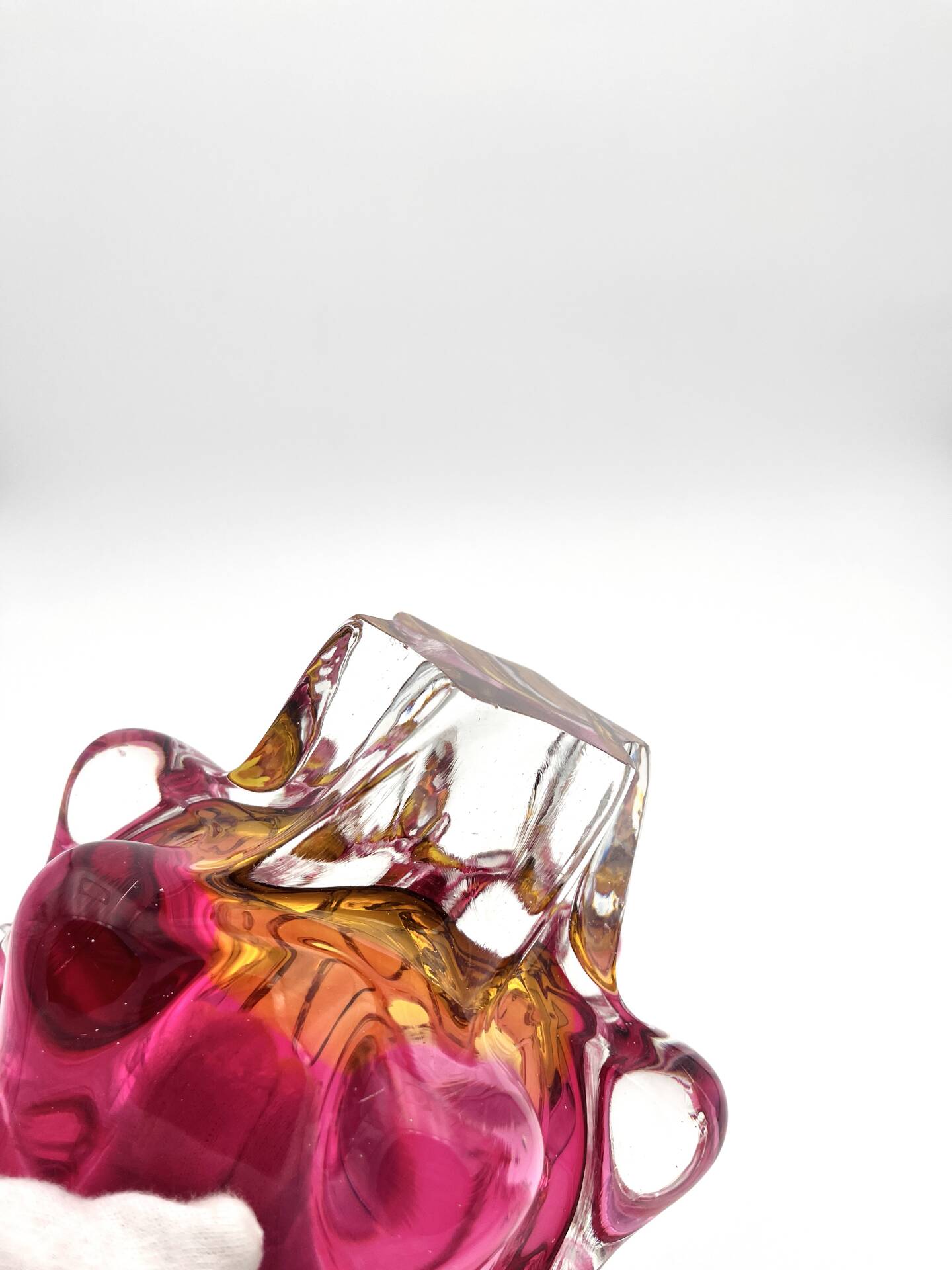 Bowl Ashtray Josef Hospodka Chribska Sommerso Rose 14cm 1.78kg