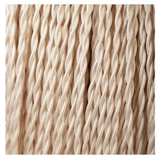 Twisted wooden lamp, cotton shade