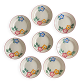 8 assiettes à dessert anciennes HB&C Montereau ,Début XXᵉ siècle