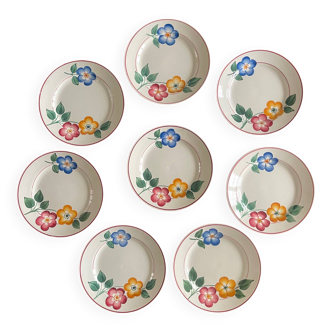 8 antique dessert plates HB&C Montereau, early 20th century