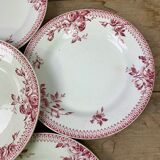 Lot of 6 plates porcelain model Gien "Pomponnette"