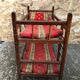 Old bunk bed doll wood + mattresses & cushions vintage fabric