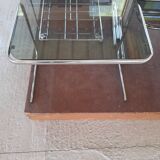 Smoked glass and chrome bedside table