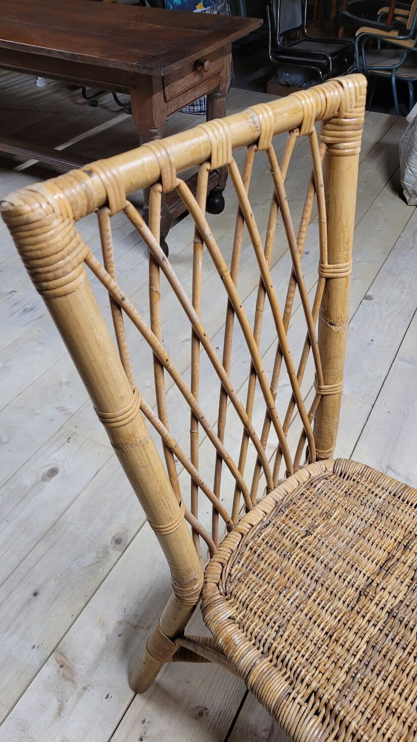 Vintage rattan office chair - 1950s